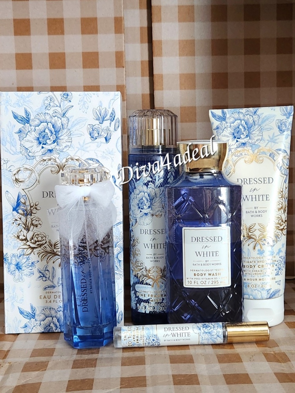 Bath & Body Works DRESSED IN WHITE 3.4 FL OZ EDP 5PC Collection Bundle